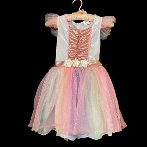Spirit Halloween Unicorn Pony Princess Costume Girls Med 8 to 10 Dress Rainbow